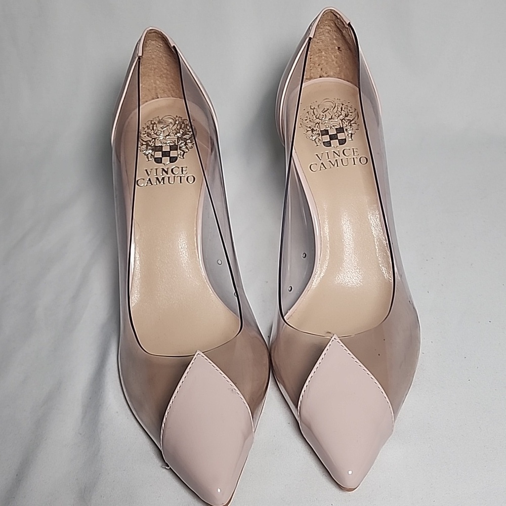 Vince Camuto Nude Pink/Clear Pointed Toe Pumps